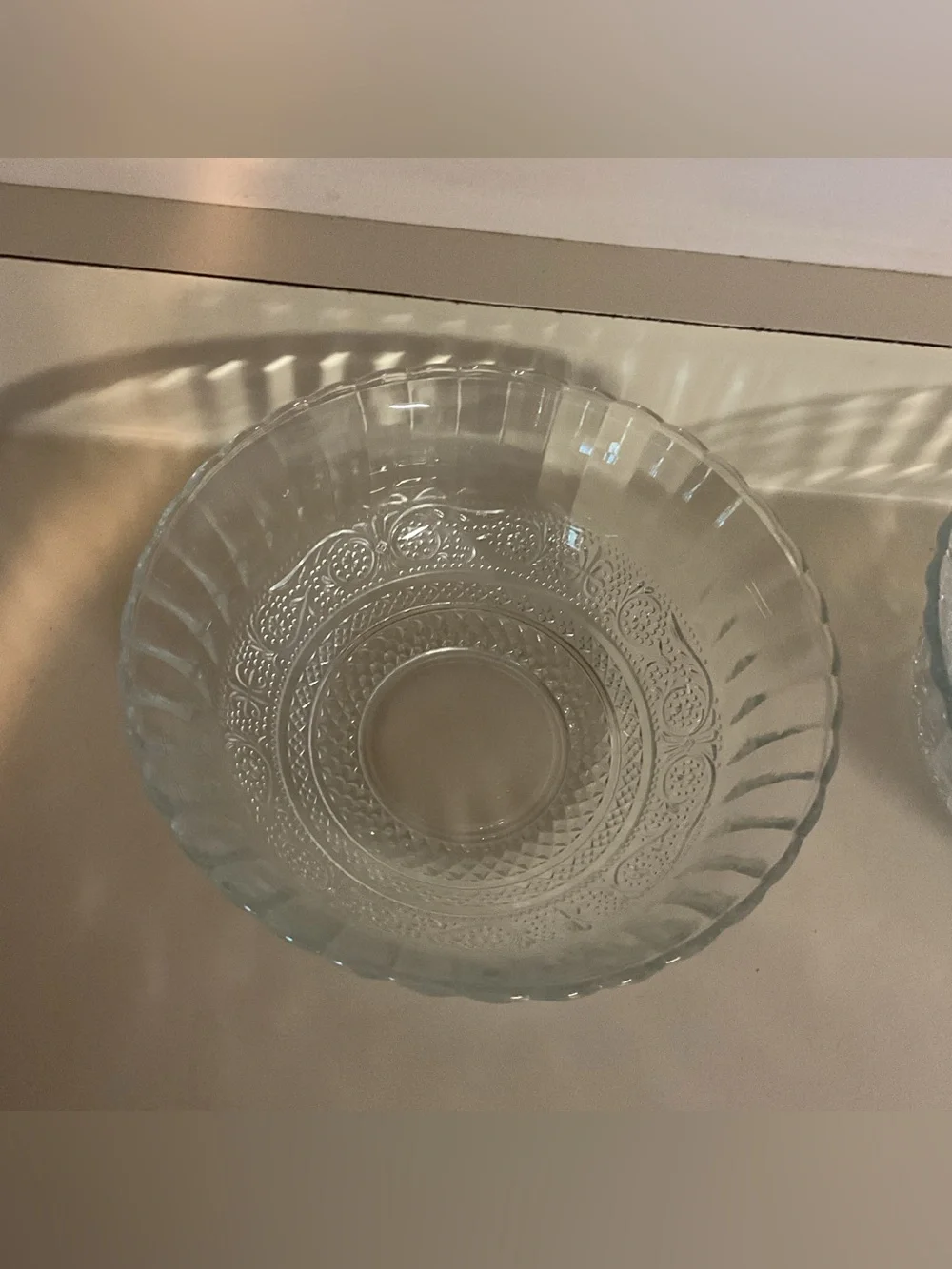 Pretty Clear Glass Fluted Matching Serving Bowls - Set of 2